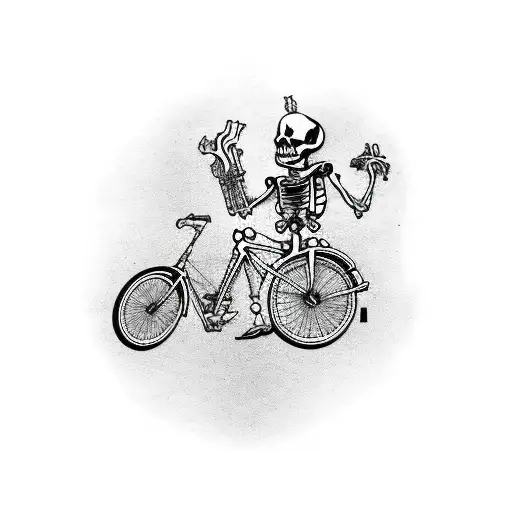 Skeleton On Bicycle With Ak47