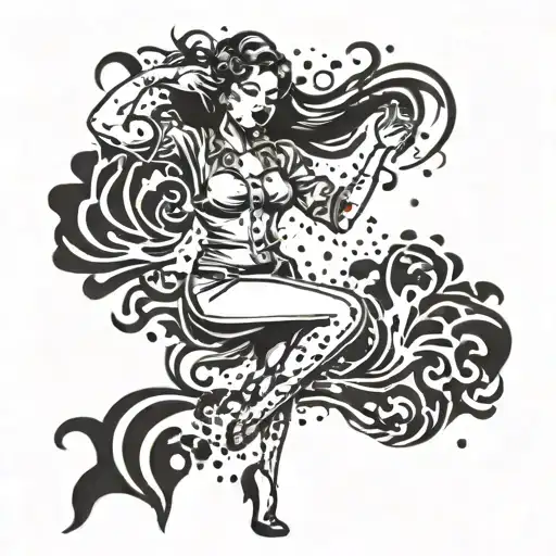 Dancing Girl With Paint Splashes In Background