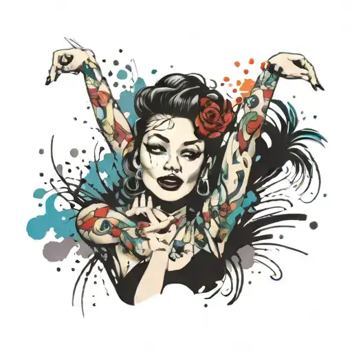 Dancing Girl With Paint Splashes In Background Representing The Client's