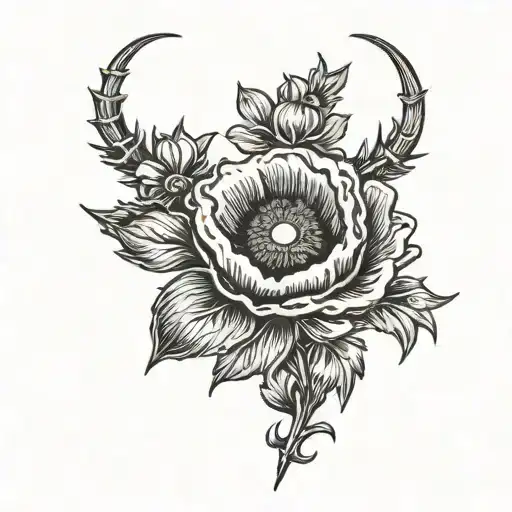 Poppy Flower With Horns Behind It The Taurous Symbol