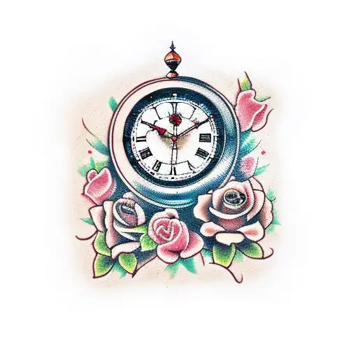 Clock With Roses And Angel