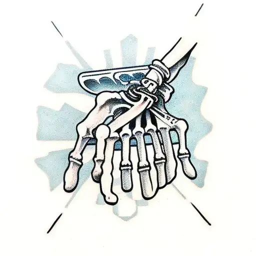 Skeleton Hand Holding A Wrench