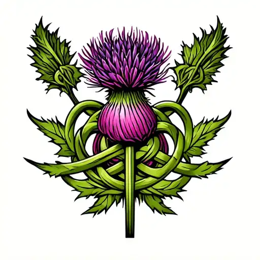 Scottish Thistle Intertwined In Celtic Knot