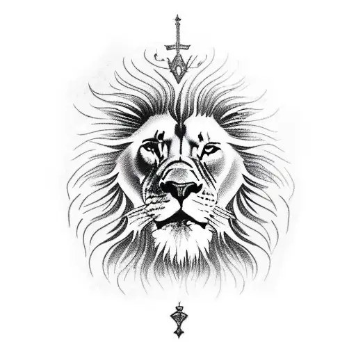 A Majestic Lion Standing In Front Of A Medieval Castle