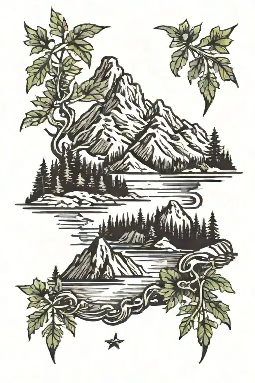 Mountains And Lake With A Forest Colour