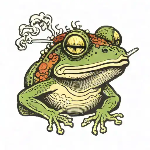 Frog Smoking Cigarette Being Consumed