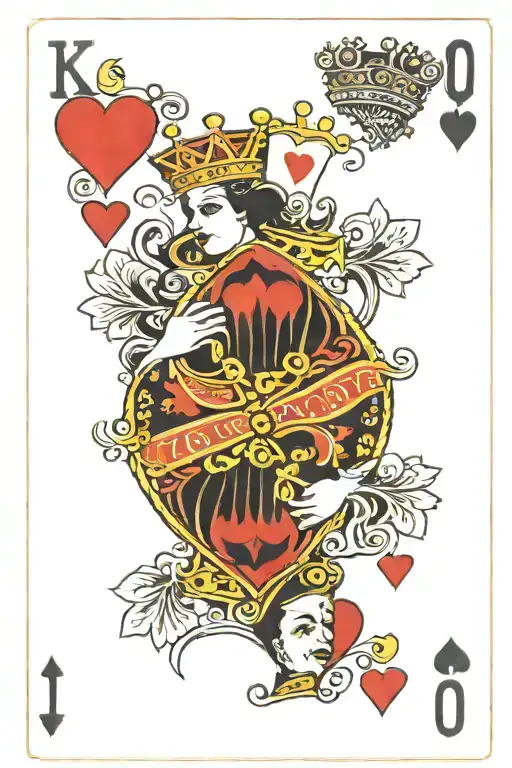 King And Queen Of Hearts On One Card