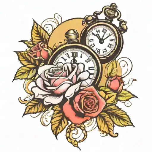 Rose With A Broken Clock Behinde