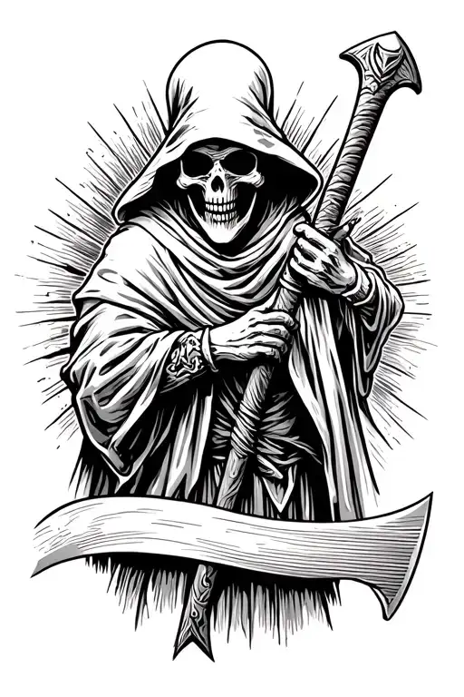 Grim Reaper Holding A Scyth