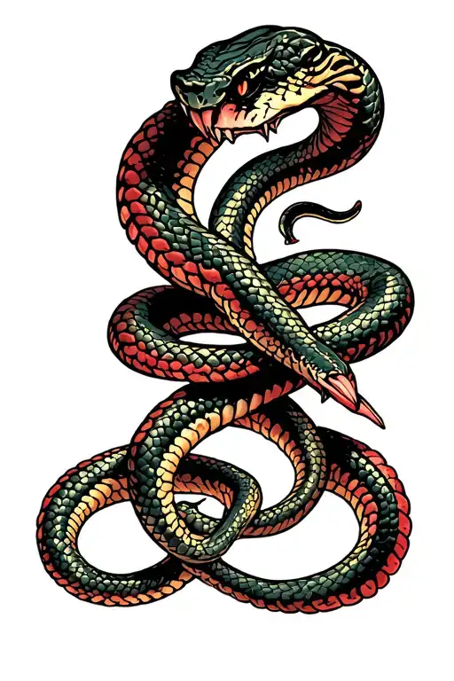 Evil Snake Tied To A Knot Eight