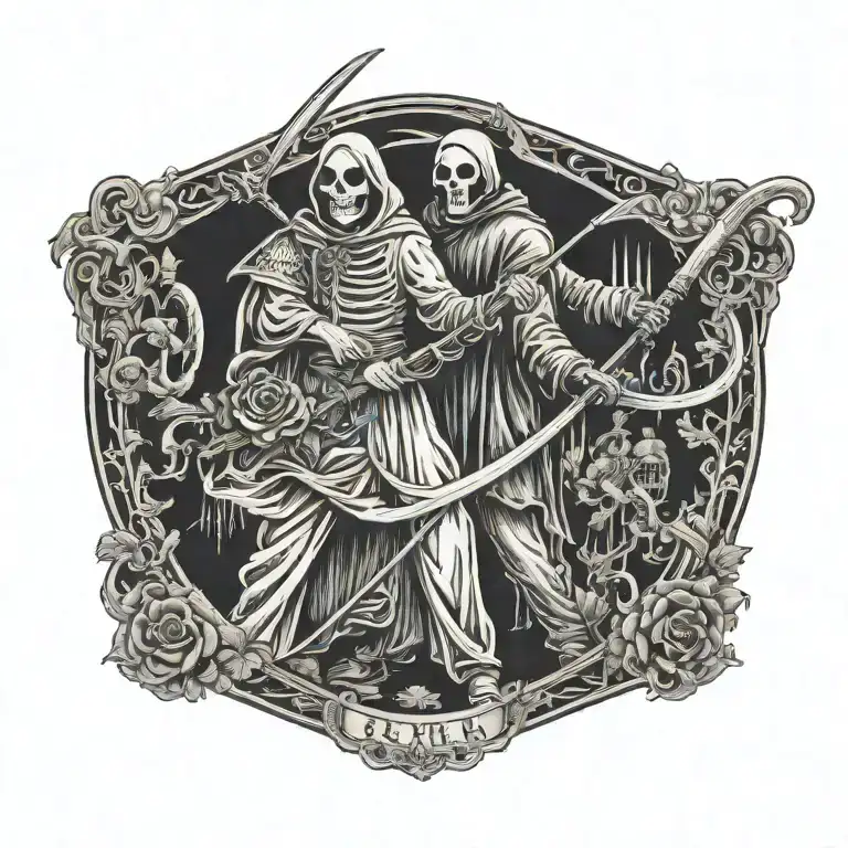 Ghostface Holding A Scythe Girl With Innocent Looking