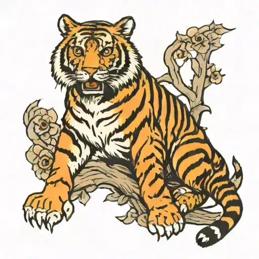Tiger Full Body On The Three Crosses