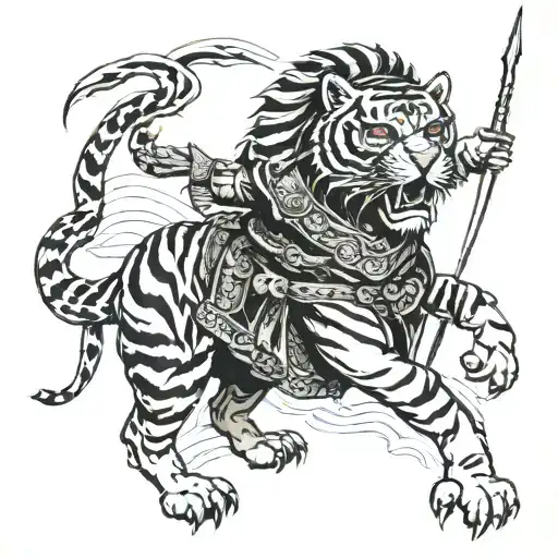 Ottoman Warrior Tiger Hooded Reaper Scary Tattoo Idea