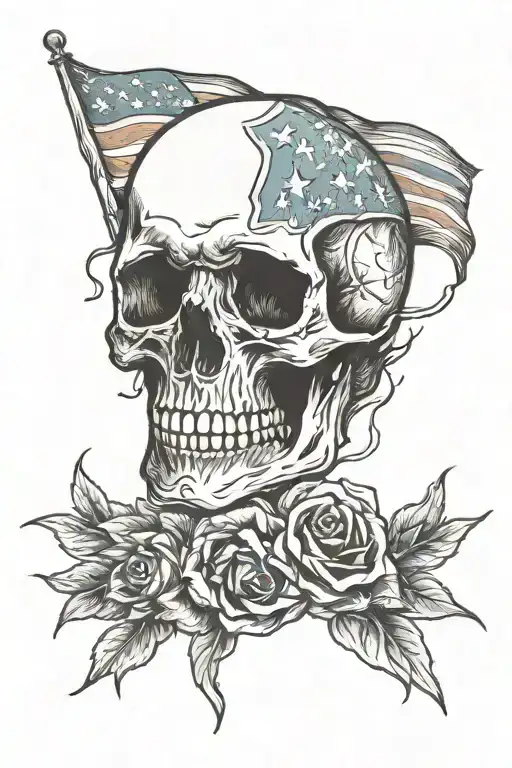 American Flag Skull Surrounded