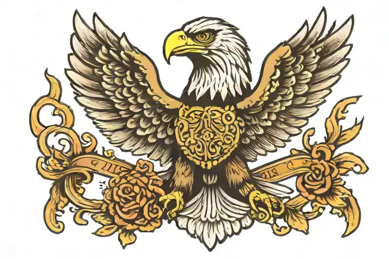 Eagle With Crown Praying Hands Holding Gun