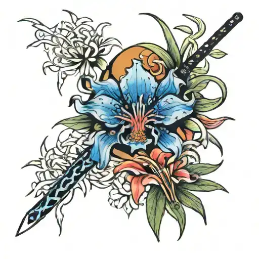 Katana And Blue Spider Lily