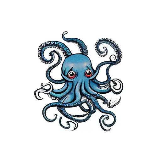 Girl Octopus With Hearts