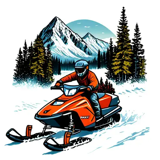 Snowmobile Mountain Scene