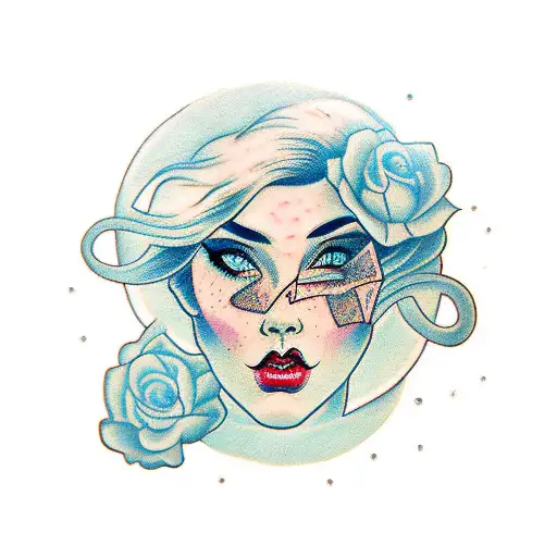 Girl Face With Aries Head