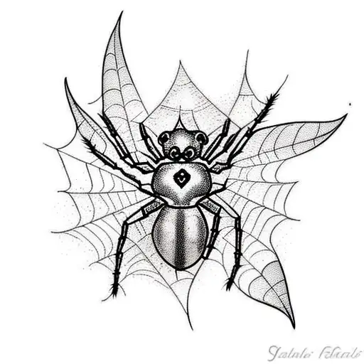 Spider Web With Leaves