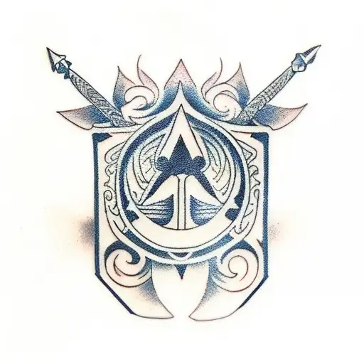 A Traditional Style Tattoo Of An Ace Of Spades With A Maple Leaf Incorporated