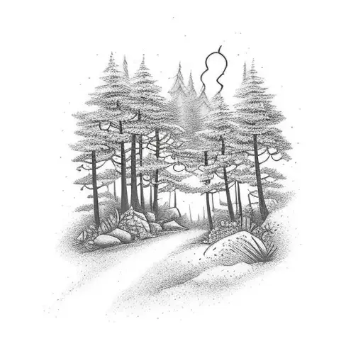 A Hiking Trail Winding Through A Forest Of Ninja Trees