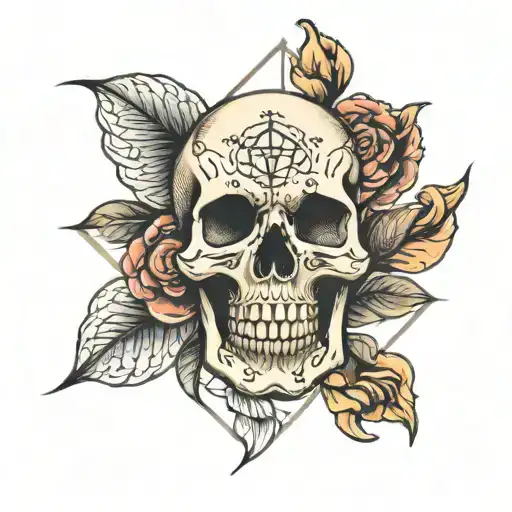 Skull Coming Out Flower Of Life