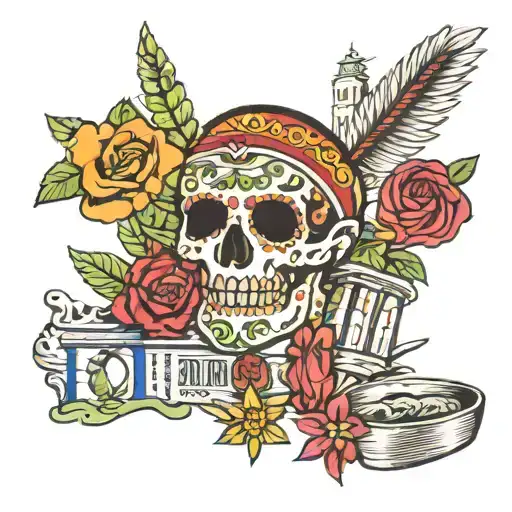 Italy And Greece Tattoo Flash Sheet