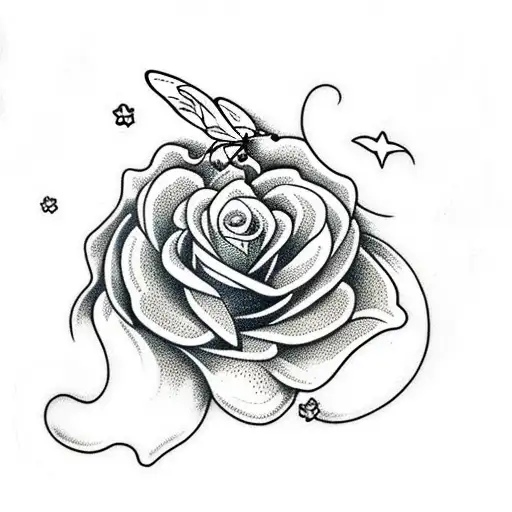 White Butterfly On Red Rose