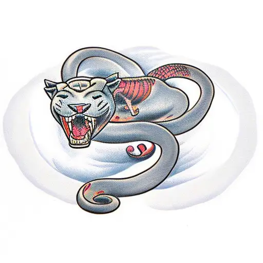 Panther Attacking A Snake