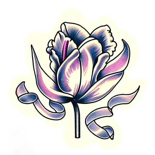 Cancer Ribbons With A Tulip