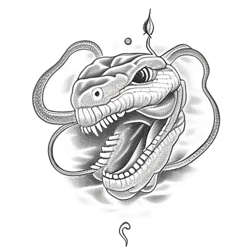 Snake With Rose Coming Out Of Mouth