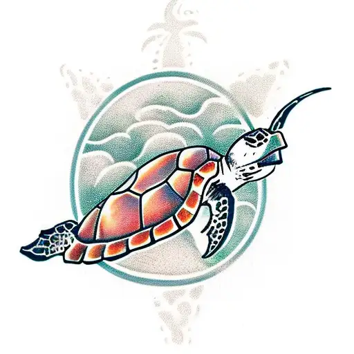 Sea Turtle With Trident