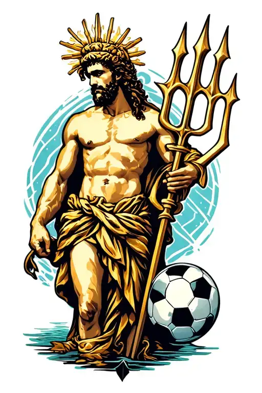 Poseidon's Trident With A Soccer Ball