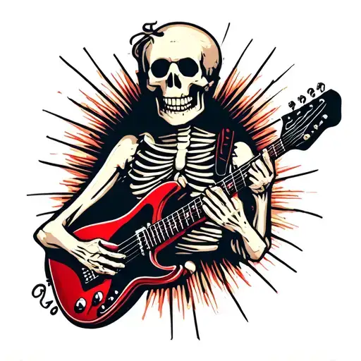 Skeleton Playing Electric Guitar