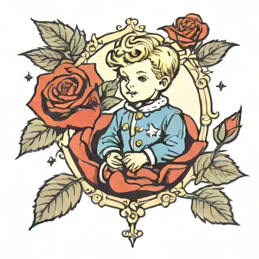 Little Prince With A Rose Growing