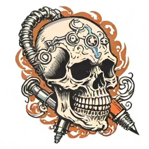 Skull With Spark Plug Smoking