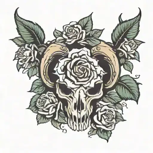 Black Sheep Skull Roses Blooming