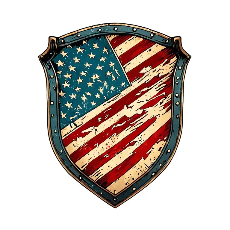 Distressed American Flag Shield