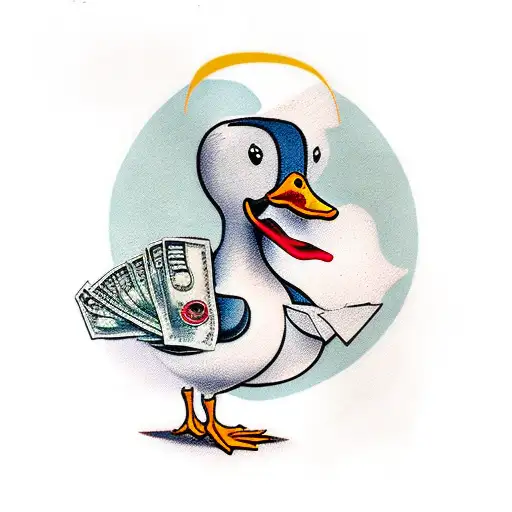 Professor Duck Holding A Bag Of Money
