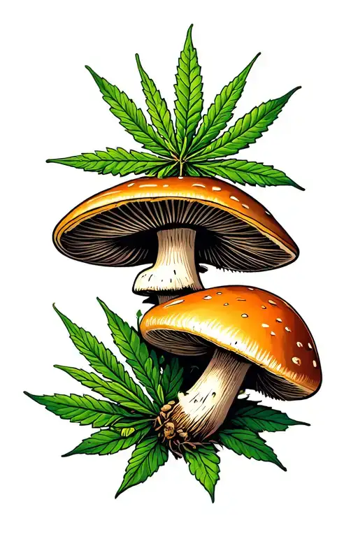 Mayan Cannabis And Mushrooms Intertwined