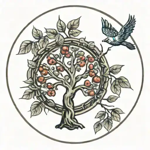 Round Nordic Cherry Tree Of Life
