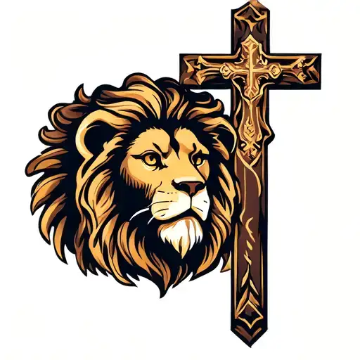A Lion With A Cross