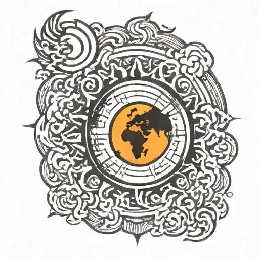 Earth Fire Rising Sun In The Background