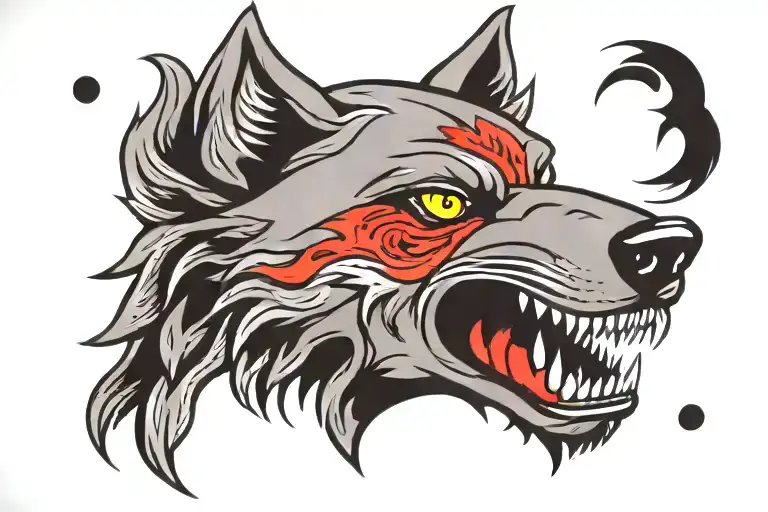 Old School Wolf Head