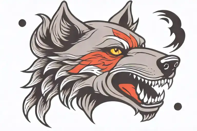 Old School Wolf Head
