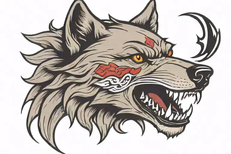 Old School Wolf Head