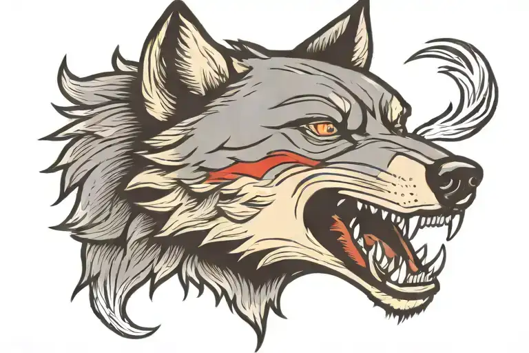 Old School Wolf Head