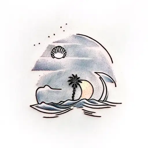 Palm Tree With Sunset