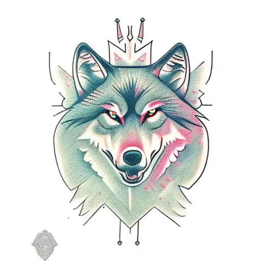 Wolf Head With A Cross